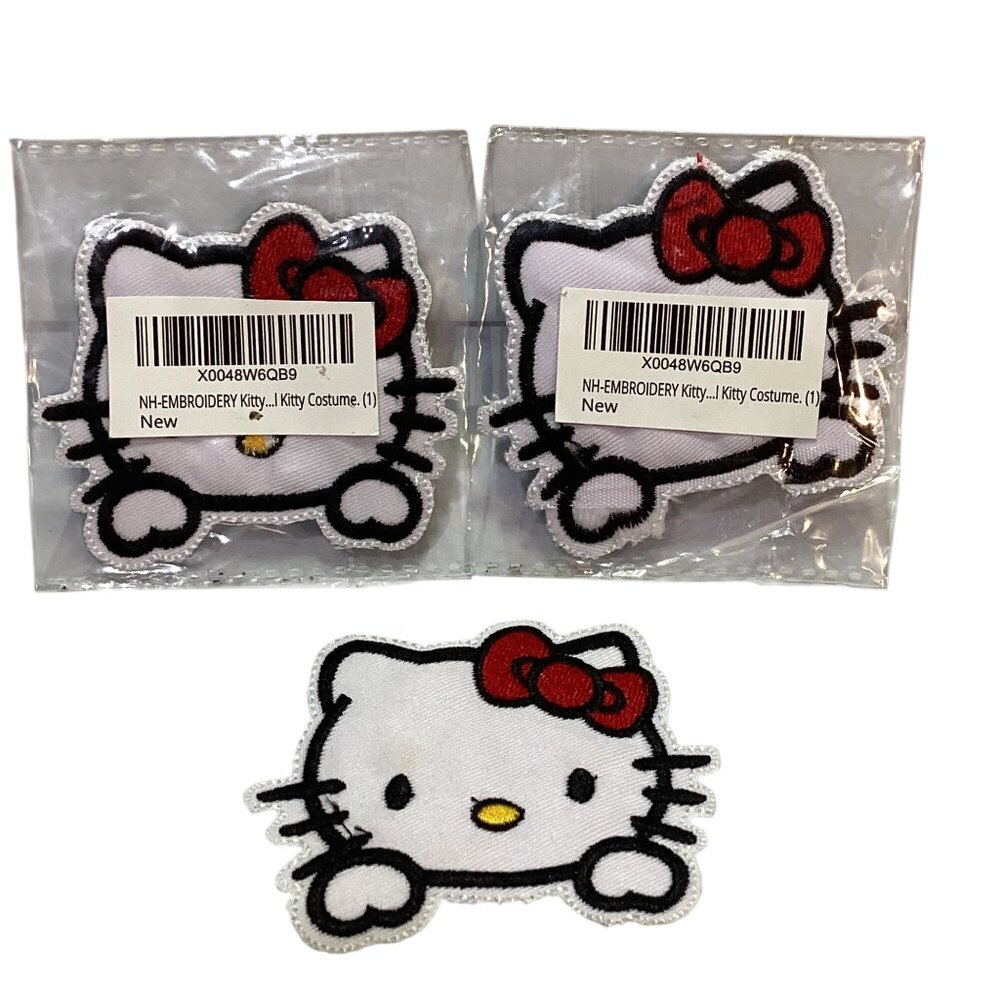 3 pcs Hello Kitty Fabric Embroidered Patches 3"X2" Iron on or Sewn On New